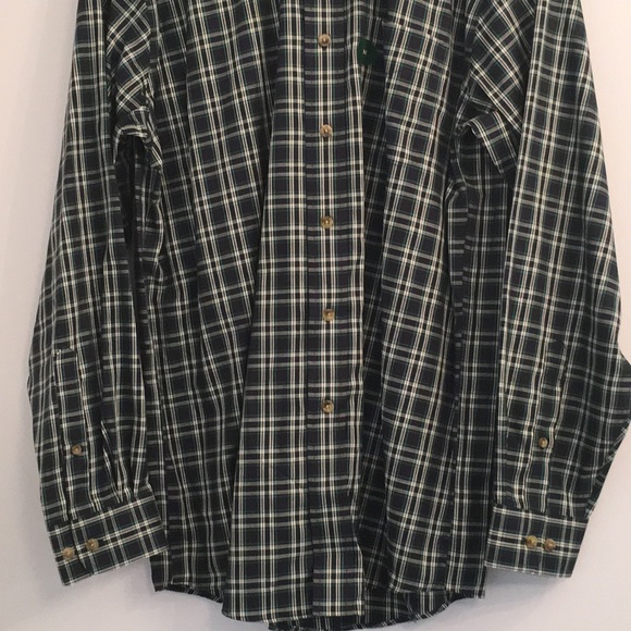 LL Bean Black/Green Twill Sport Shirt M Reg NWT - Picture 2 of 8
